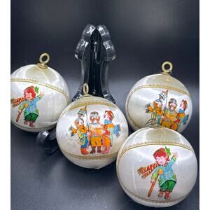 Vintage Rauch Silk String Christmas Ornaments, Tiny Tim & Carolers Set of 4